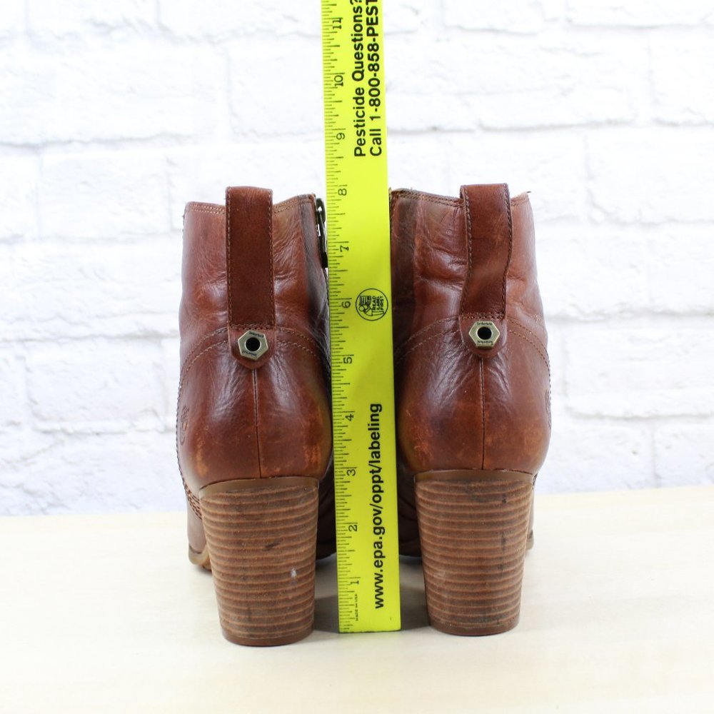 TIMBERLAND Brown Leather Heeled Ankle Boots Side Z - Picture 8 of 9